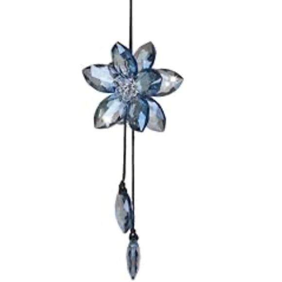 Blue Crystal Hanging Flower Ornament Sparkling Sun Catcher Garden Decor - Picture 3 of 5